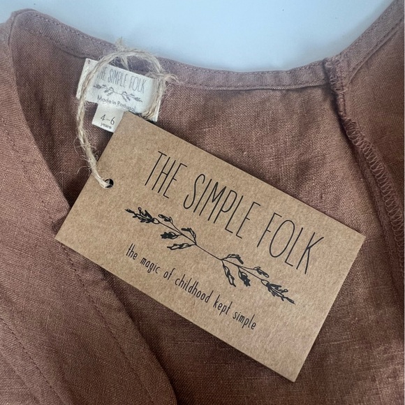 The Simple Folk | The Organic Linen Apron Pinafore Cinnamon | 6-8 Yrs - Picture 7 of 10